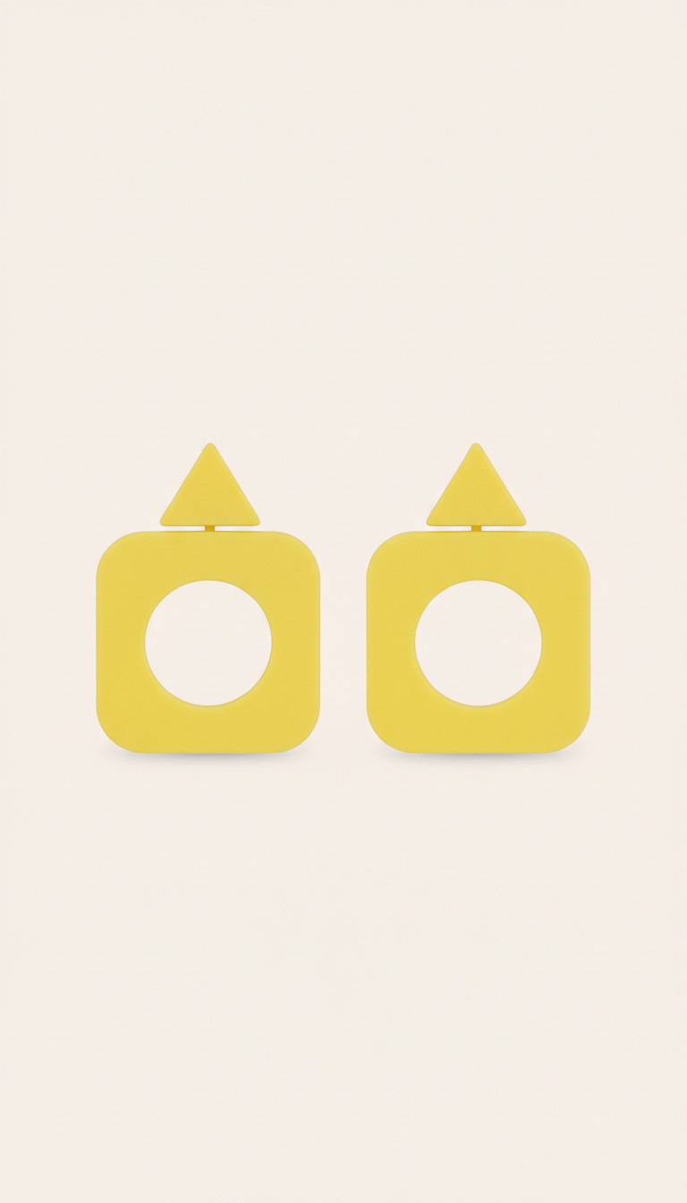 Geometric Stud Earrings in Lemon Pop