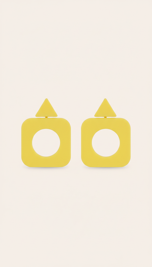 Geometric Stud Earrings in Lemon Pop