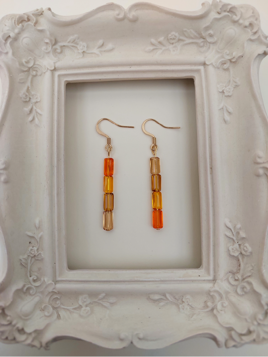 Asymmetrical Amber Ombre Crystal Drop Earrings