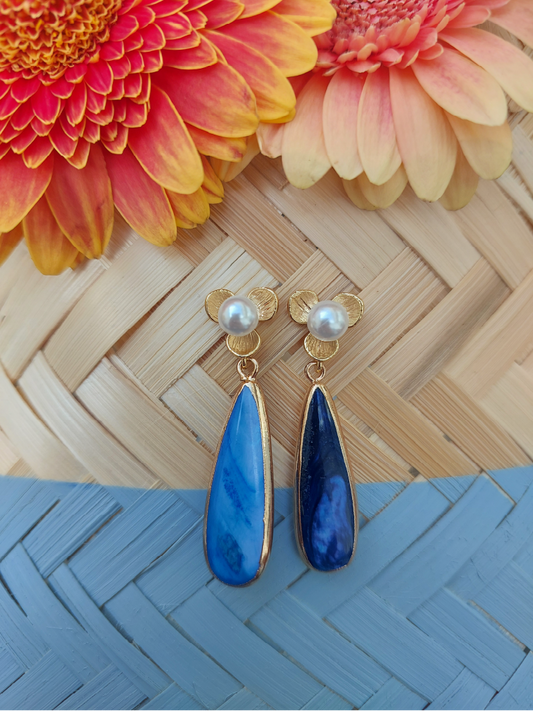 Blue Freshwater Shell Drop Earrings