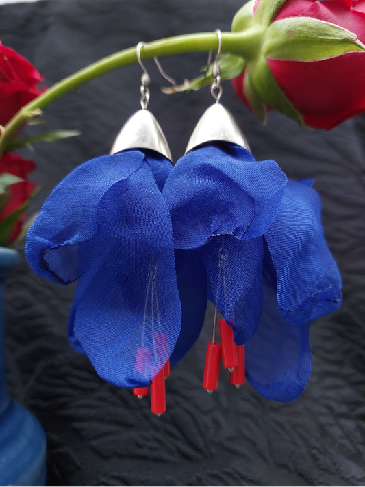 Cobalt Hibiscus Petal Earrings