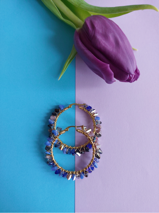 Cornflower Wire Wrapped Hoops