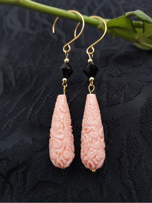 Crystal Coral Dangle Earrings