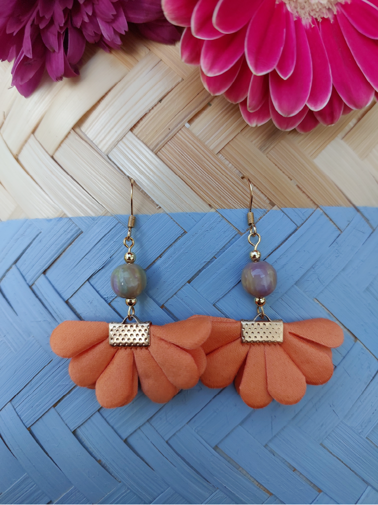 Daisy Petal Earrings - Orange