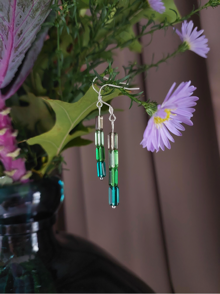 Green Ombre Crystal Drop Earrings