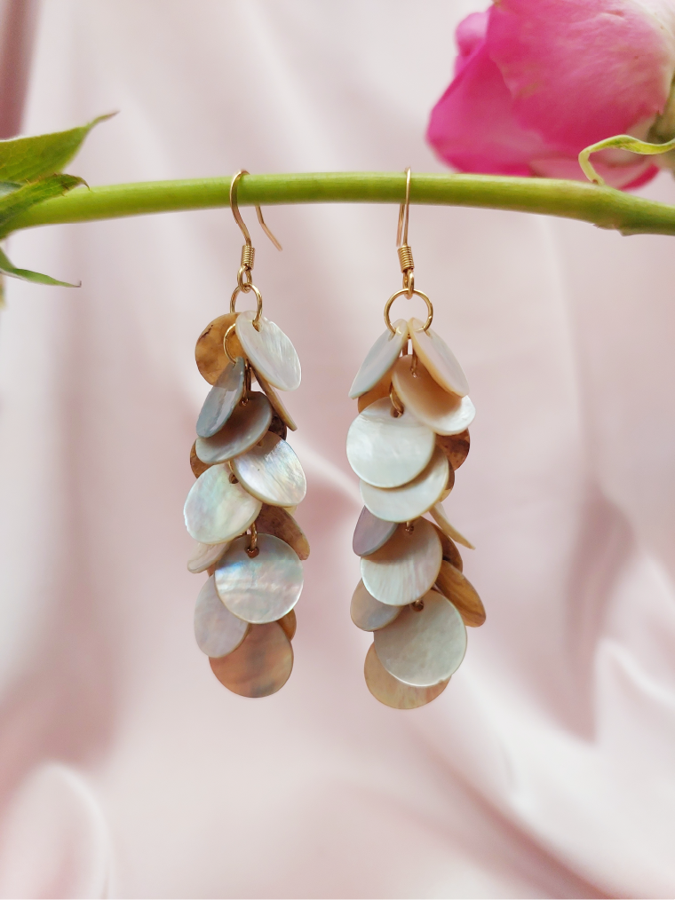 Mother of Pearl Cluster Dangle Earrings