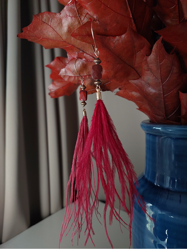 Natural Red Jasper Sway Earrings