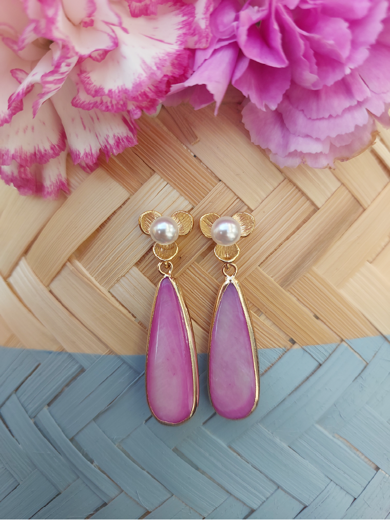 Pink Freshwater Shell Drop Earrings