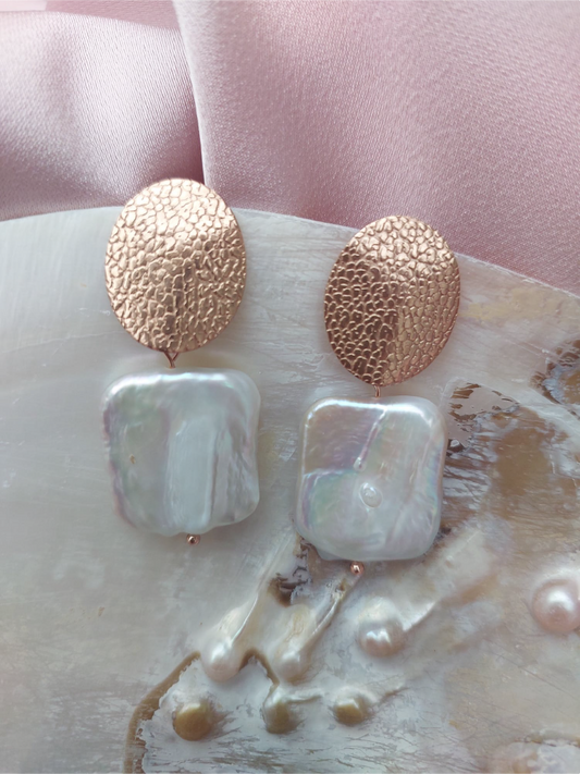 Rose Gold Freshwater Baroque Pearl Studs