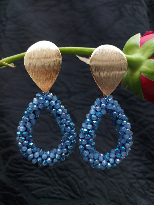 Shimmer Teardrop Dangle Earrings - Blue