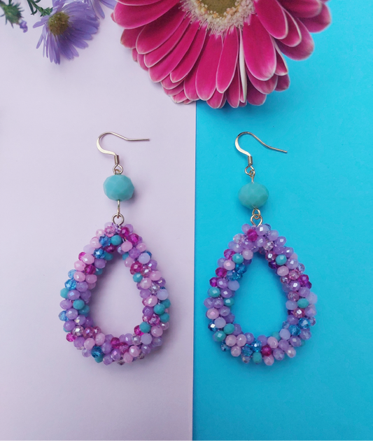 Shimmer Teardrop Dangle Earrings - Lilac