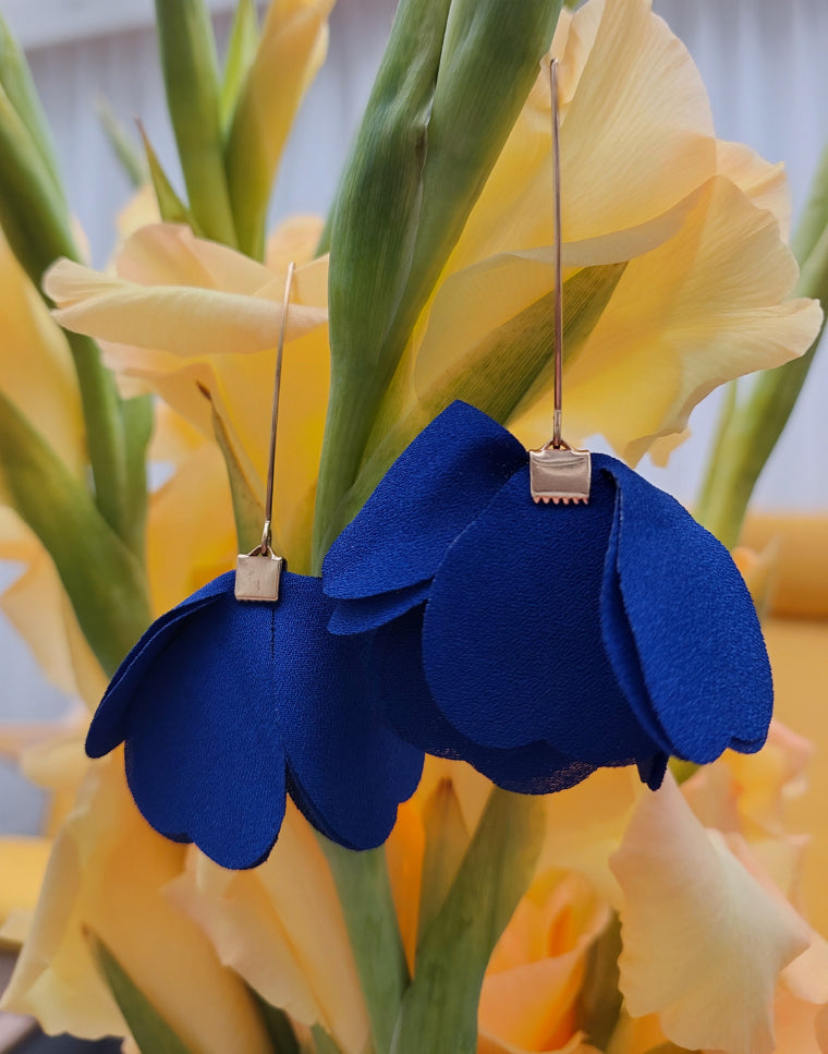 Tulip Petal Earrings - Blue