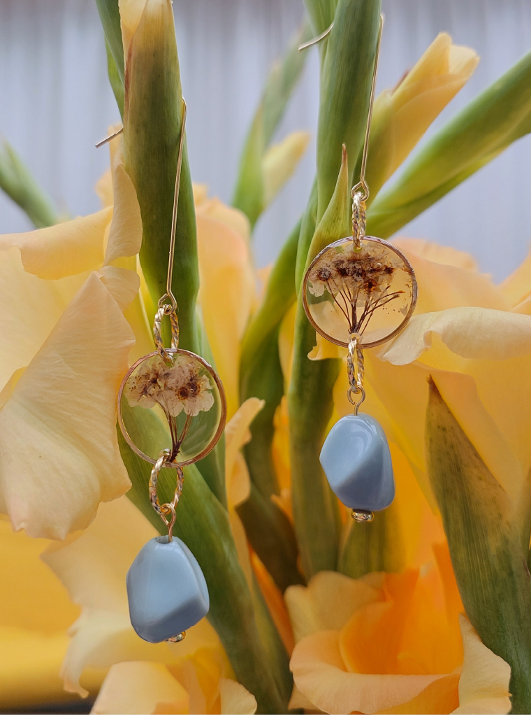 Wildflower Drop Earrings - Blue