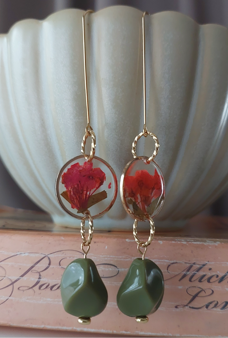 Wildflower Drop Earrings - Green